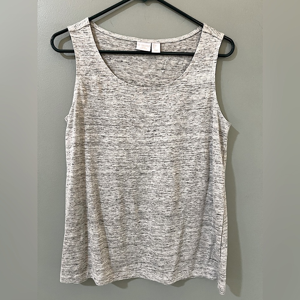 St Tropez West Tank Top Small 100 % Linen Heather grey Scoop Neck Tunic Light